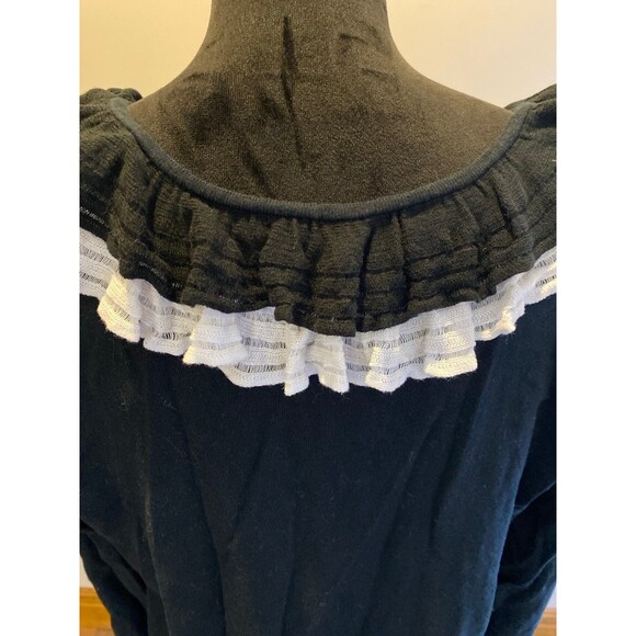 Chaps Women’s Lightweight Sweater Top Plus Size XL Navy Blue V Neck Lace Ruffle - Picture 6 of 10